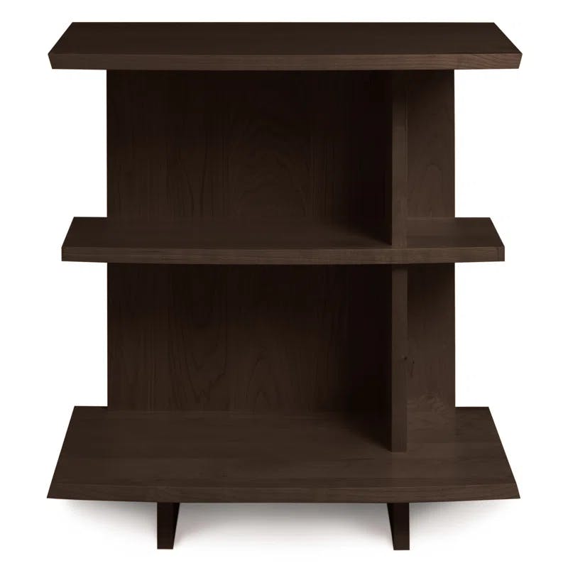 Berkeley Cherry Solid Wood Nightstand with Weathered Steel Accents