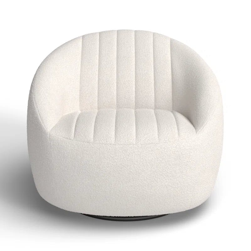 Knoll Natural Swivel Barrel Chair with Metal Base