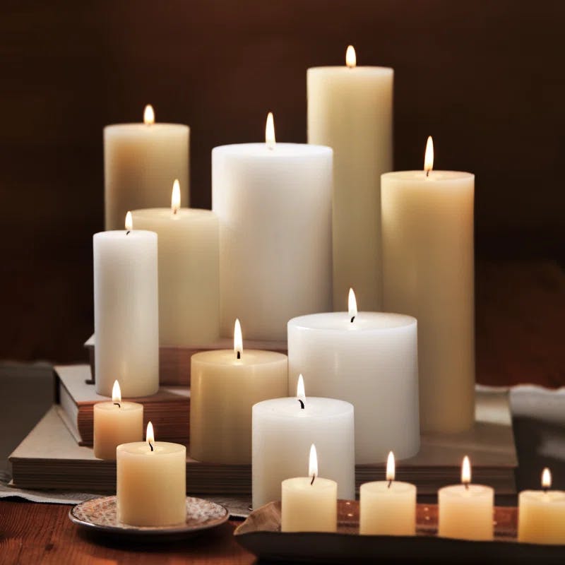 Elegant Ivory Paraffin Pillar Candle with 100% Cotton Wick