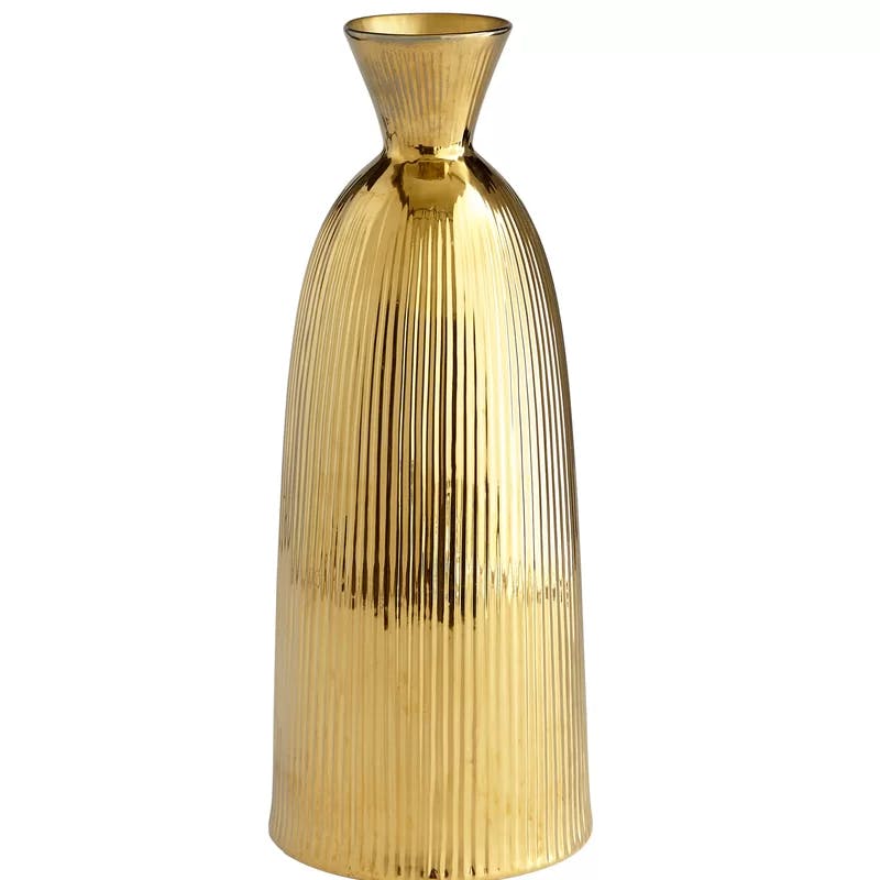Elegant Noor Gold Ceramic 17.75" Contemporary Table Vase