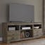 Rustic Plank Finish 63" TV Stand with Fireplace Cabinet in Brown