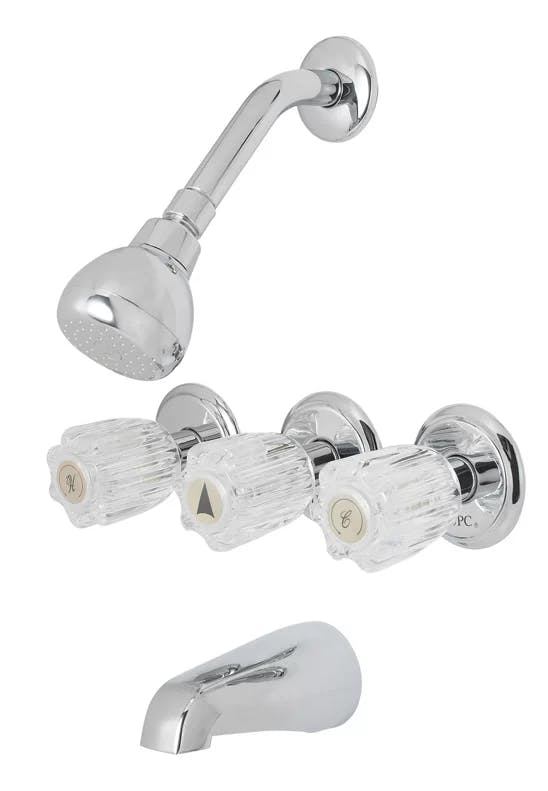 OakBrook Essentials Chrome 3-Handle Wall Mounted Tub & Shower Faucet