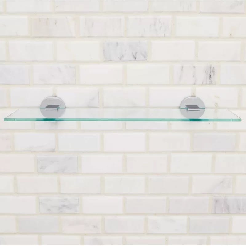 Elegant Neo 17" Polished Chrome & Glass Wall-Mounted Bathroom Shelf
