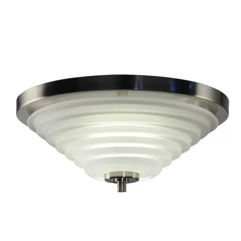 Soloman Crystal Nickel LED Flush Mount with Frosted Glass Shade