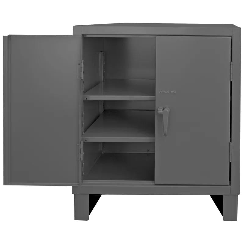 Durham 42'' Heavy-Duty Gray Steel Lockable Storage Cabinet with Adjustable Shelving
