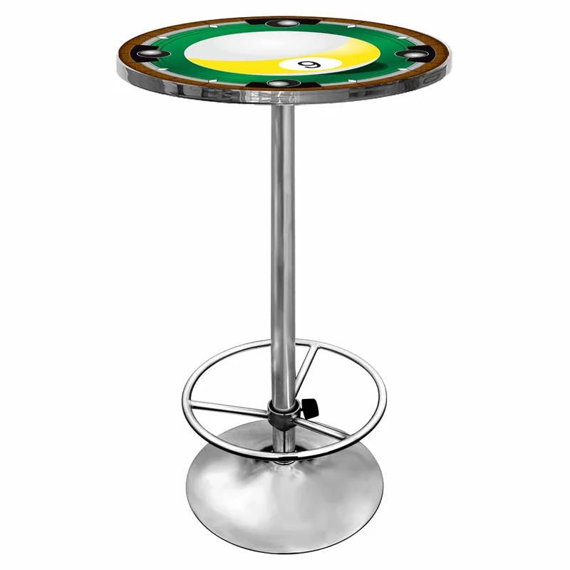 27'' Light Wood Composite Round Bar Height Pub Table with Chrome Pedestal Base