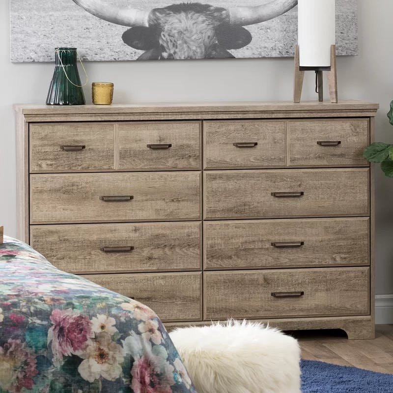 Cottage Charm Weathered Oak Double Dresser with Soft Close Drawers