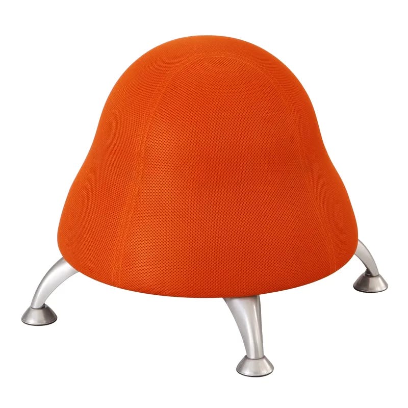Playful Orange Mesh Fabric Swivel Ball Chair with Metal Legs