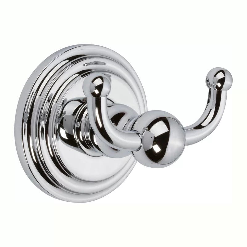 Chelsea Polished Chrome Double Robe Hook in Brass