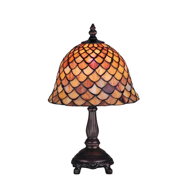Tiffany Inspired 13.5" Stained Glass Bronze Table Lamp