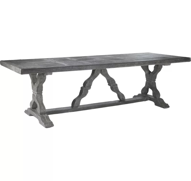 Farmhouse Distressed Grey Extendable Wood Dining Table for 12