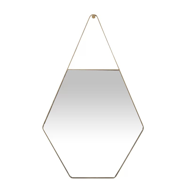 Lovell Hexagonal Brushed Gold Contemporary Wall Mirror