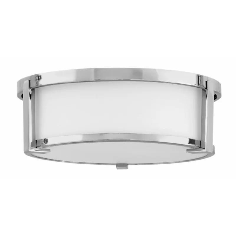 Lowell Transitional Chrome 2-Light Flush Mount with Etched Opal Shade
