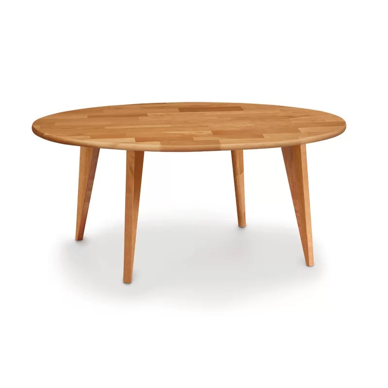 Mid-Century Modern Essentials Round Solid Wood Coffee Table in Natural Cherry