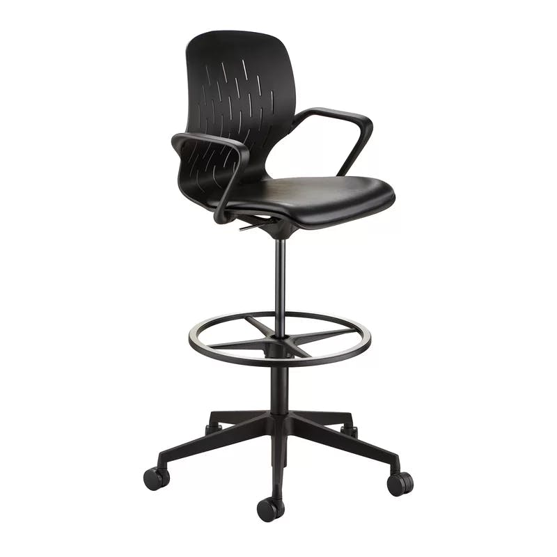 ErgoFlex Black Vinyl Swivel Extended-Height Office Chair