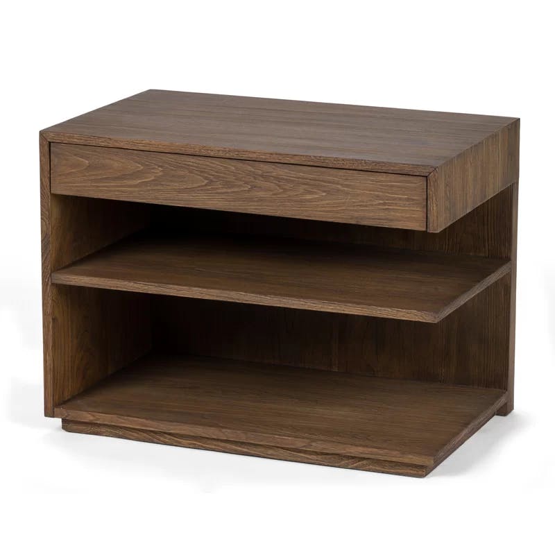 Mesa Teak and Leather 1-Drawer Nightstand