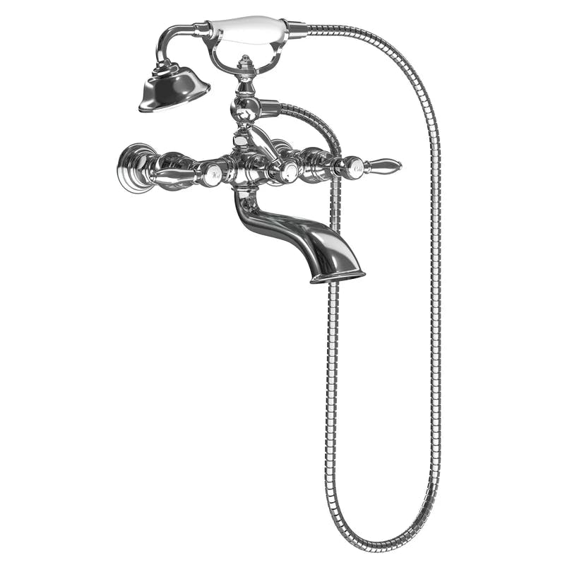 Elegant Chrome Polished Nickel Floor-Mounted Tub Faucet with Handshower