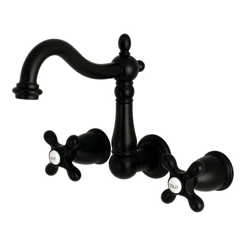 Heritage 8-Inch Matte Black Wall Mounted Bathroom Faucet