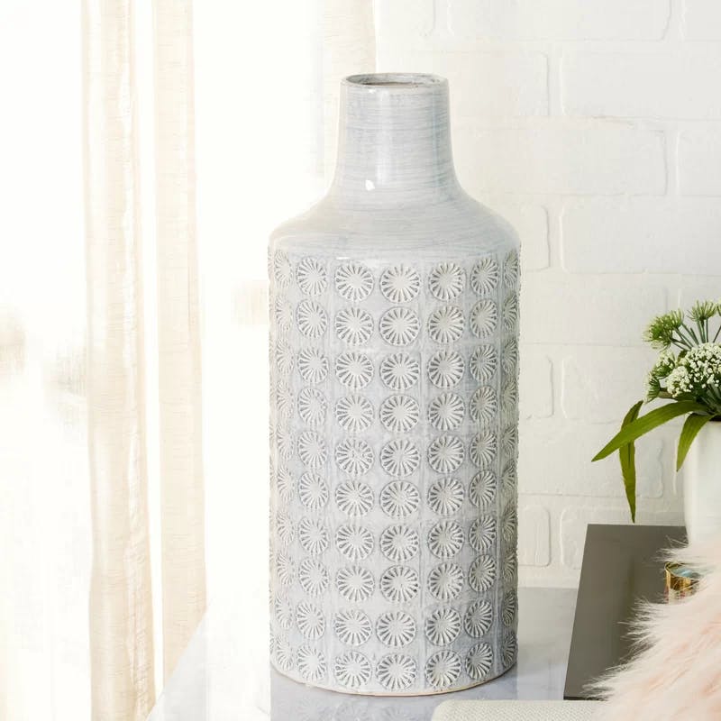 Coastal Elegance White Porcelain Floor Vase 18"