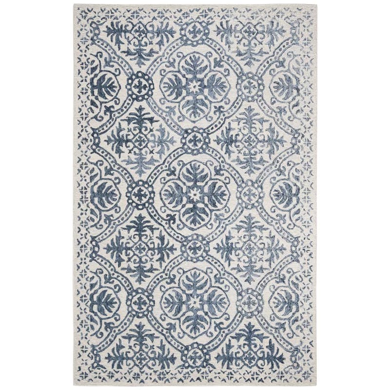 Handmade Ivory Floral Wool 4' x 6' Tufted Area Rug