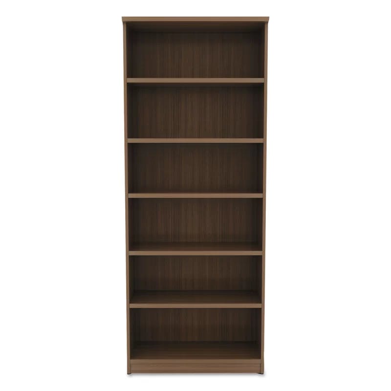 Valencia Modern Walnut 6-Shelf Adjustable Woodgrain Bookcase