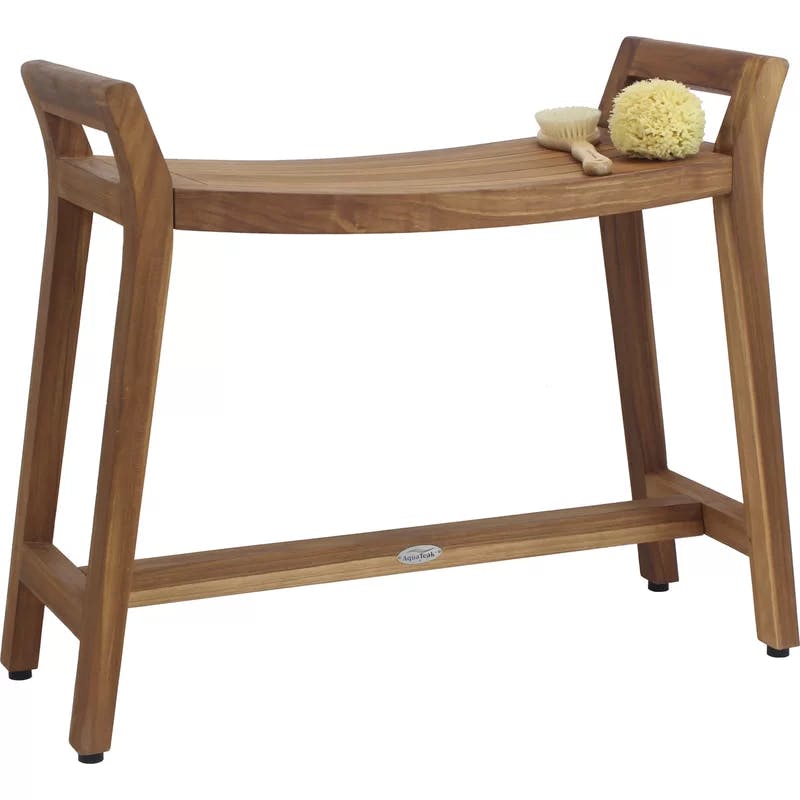 Extended Asia Ascend Teak Shower Bench with Rubber Feet