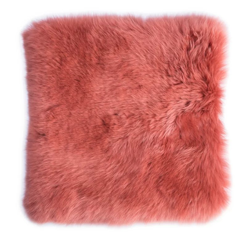 Coral Luxe Genuine Australian Lamb Fur 16" Square Pillow Cover