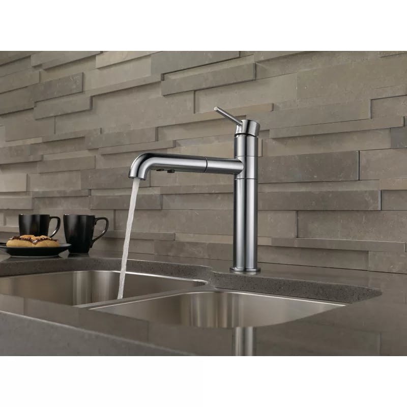 Sleek 12.5" Stainless Steel Pull-Out Spray Kitchen Faucet