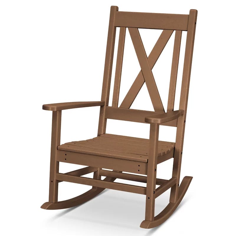 Braxton Traditional Teak Cross Back Porch Rocking Chair