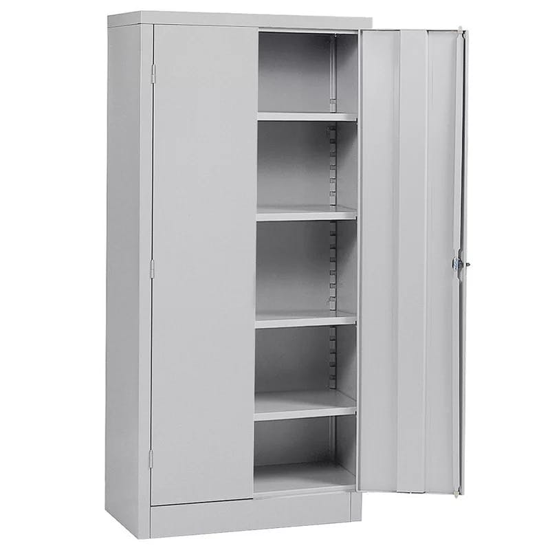 Freestanding Lockable Dove Gray Office Cabinet with 4 Adjustable Shelves