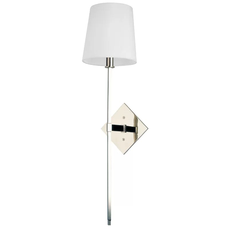 Cortland Polished Nickel 1-Light Wall Sconce with Off-White Parchment Shade