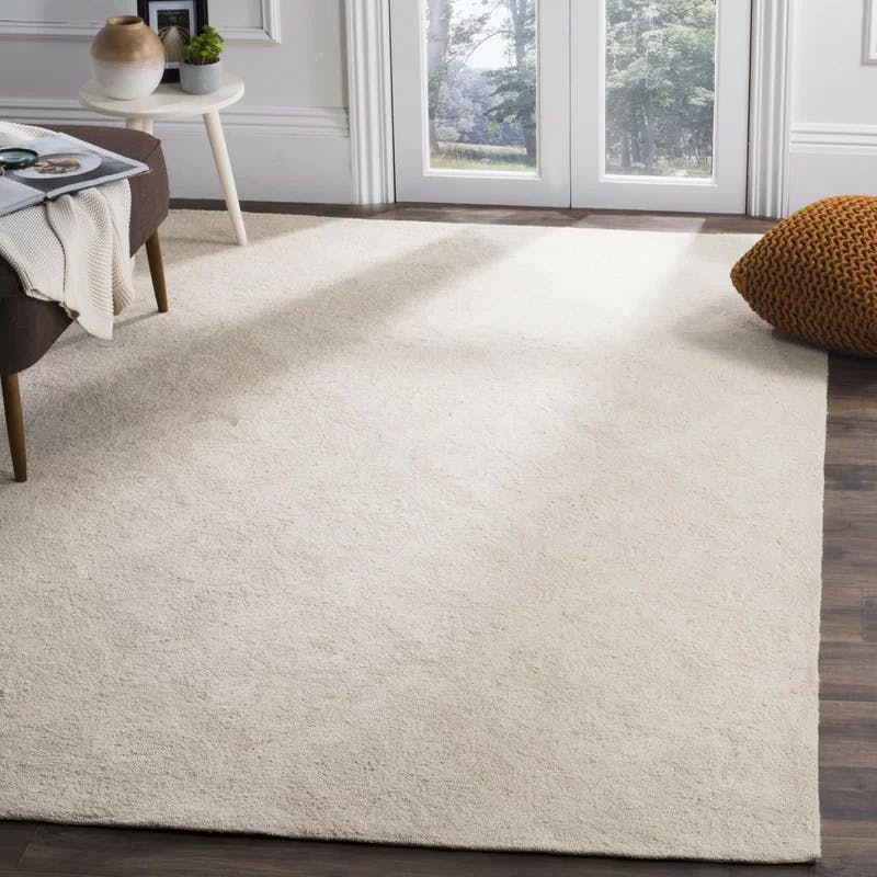 Reversible Creme Hand-Knotted Easy Care Synthetic Rug, 6' x 9'