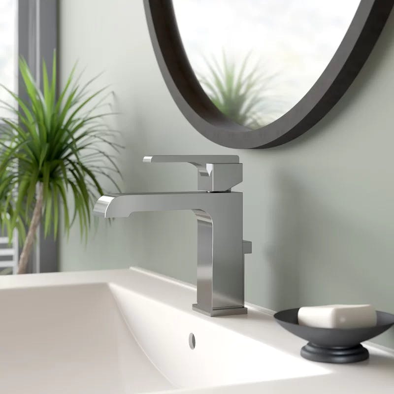 Sleek Chrome Modern Single Hole Bathroom Faucet with Drain