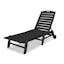 Nautical Black Stackable Wheeled Chaise with Adjustable Back