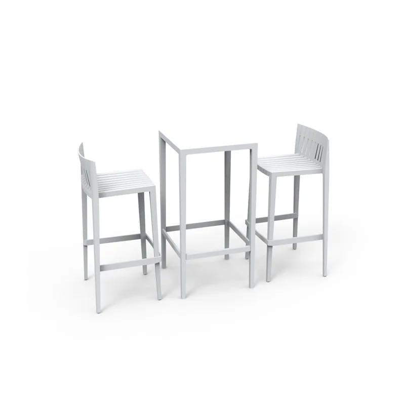 Spritz White Outdoor Bar Table and Stool Set, Inspired by Mediterranean Warmth