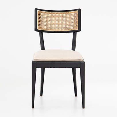 Libby Ebony Nettlewood and Natural Cane Dining Chair with Linen Cushion