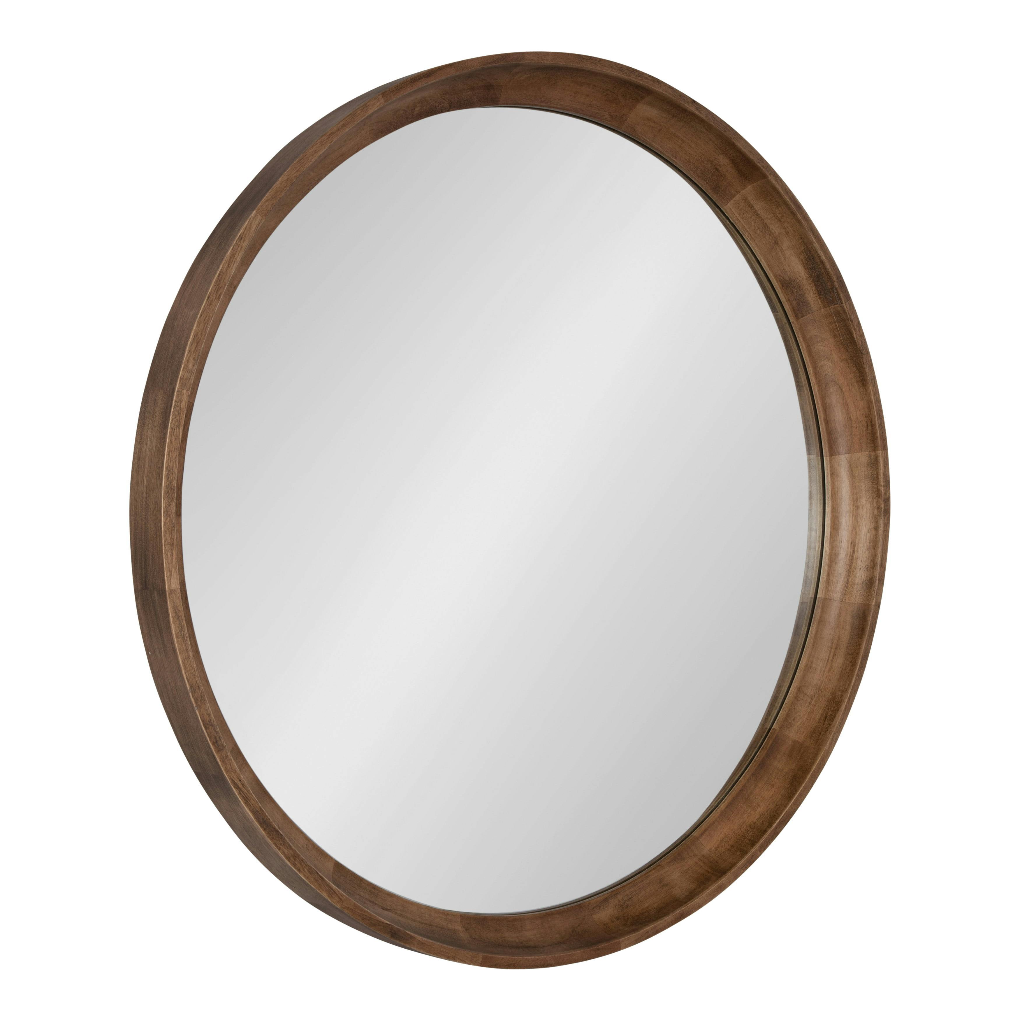 Colfax 30" Round Natural Wood Rustic Boho Wall Mirror