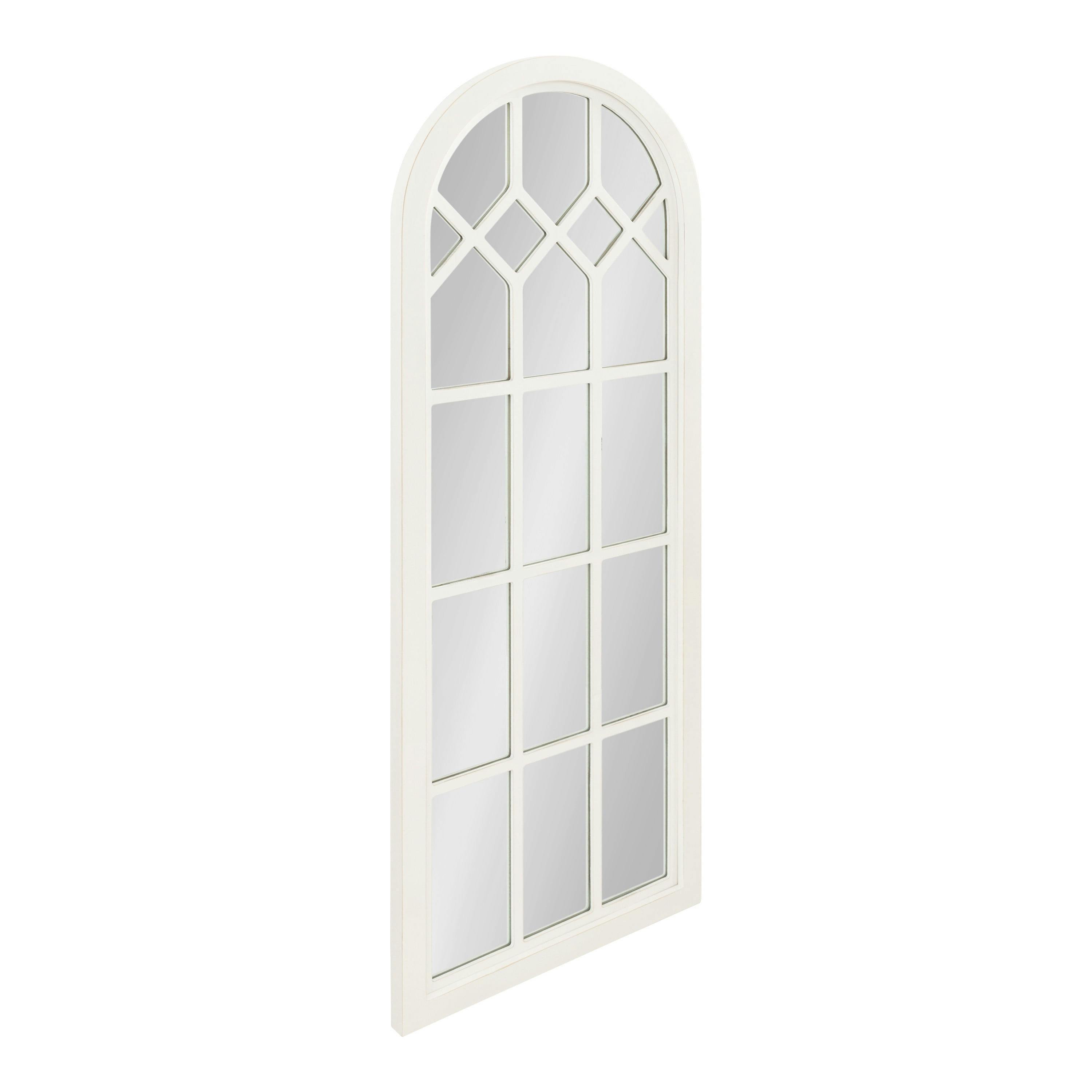Gilcrest Arch White Wood Windowpane Mirror, 18x47