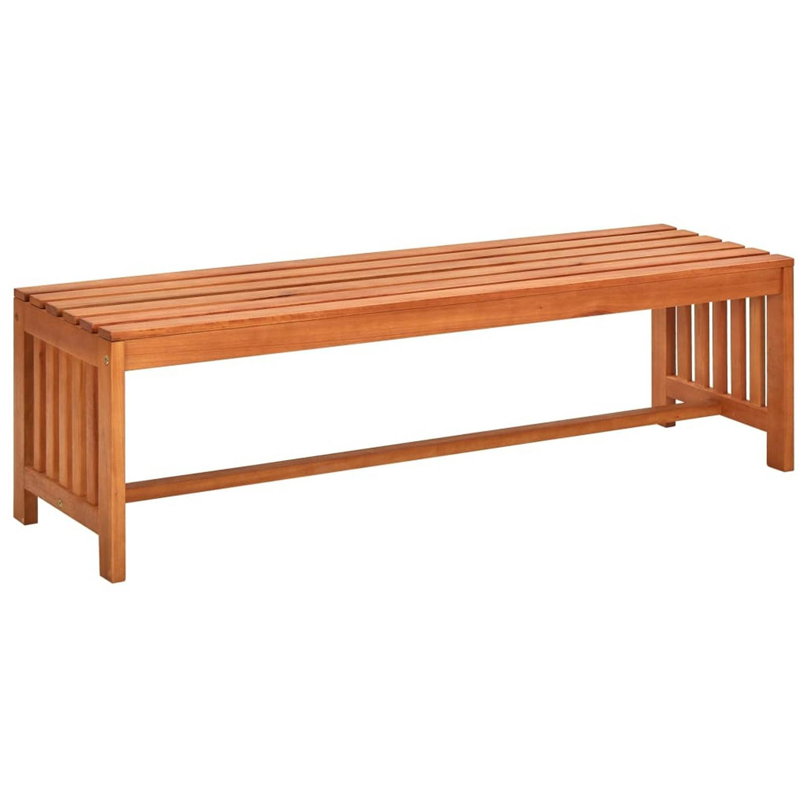 Eucalyptus Wood Outdoor Patio Bench 51.2" Oil-Finished Brown