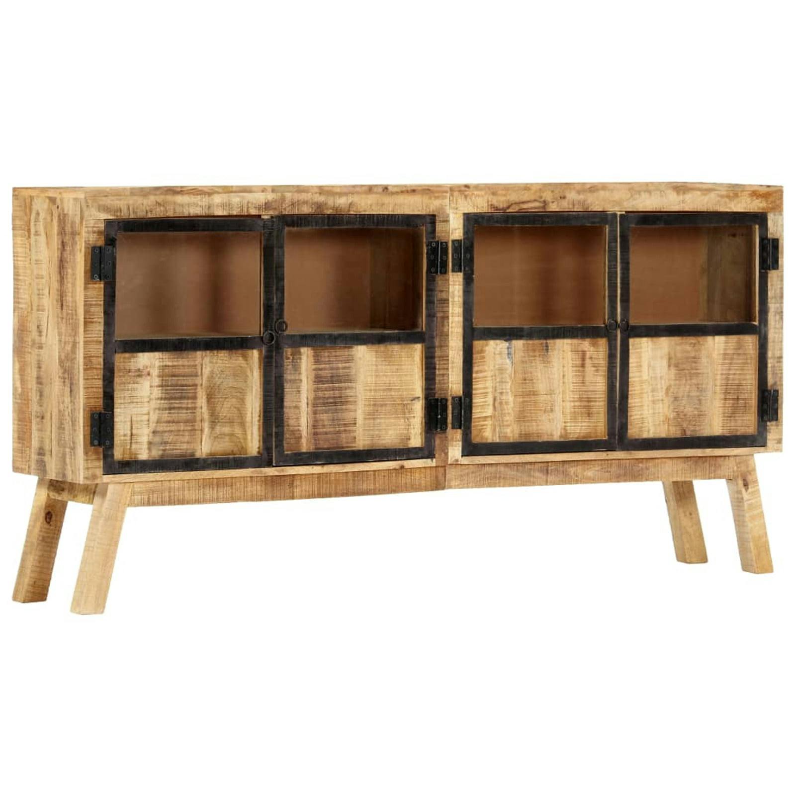 Industrial Chic Rough Mango Wood Sideboard in Brown and Black
