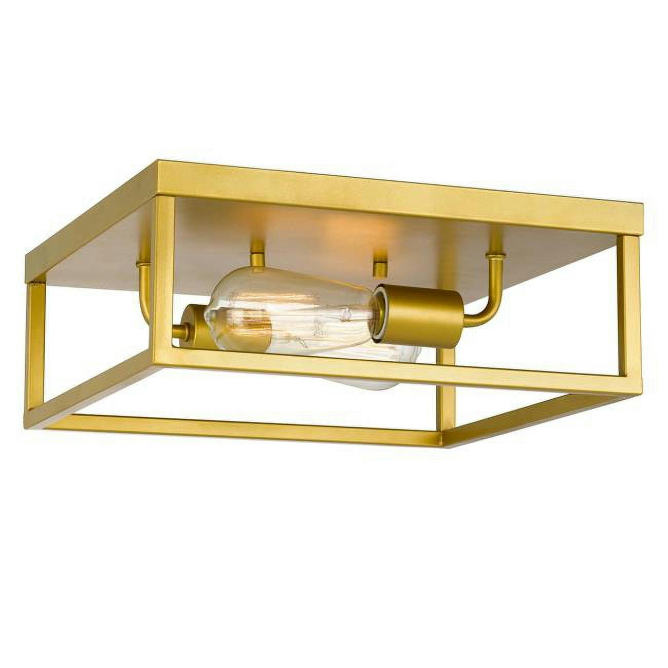 Concord Square Gold & Glass 2-Light Flush Mount Ceiling Fixture