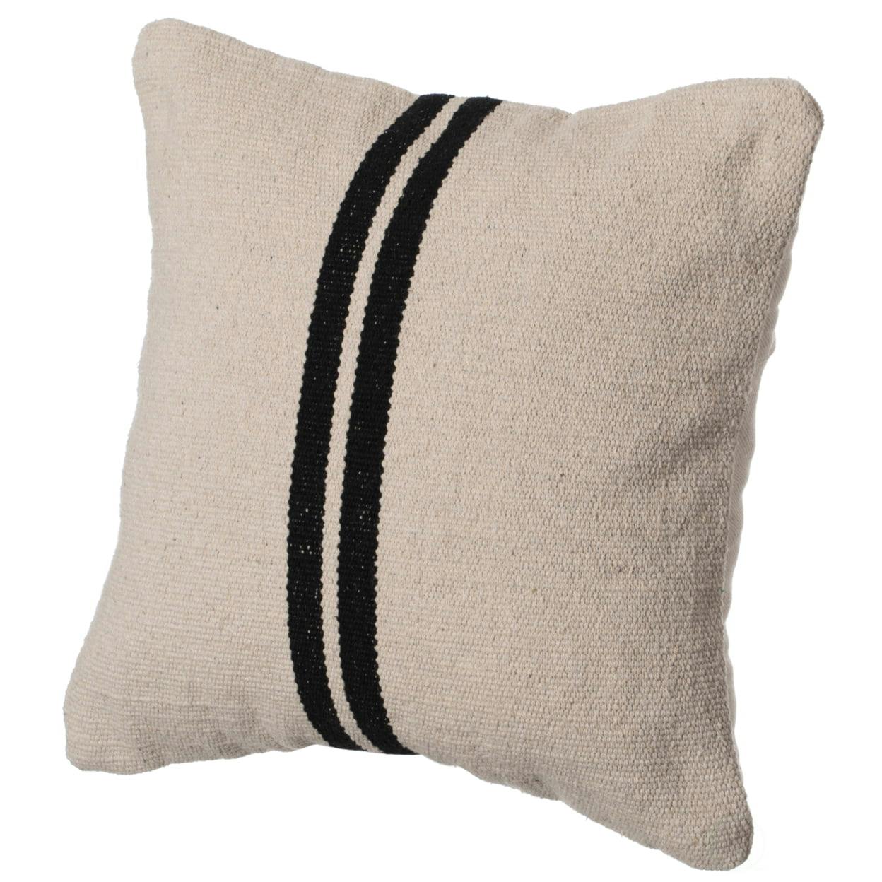 Handwoven Boho-Chic Cotton 17" Throw Pillow Cover with Drawstring