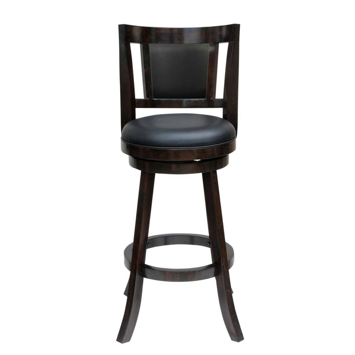 Elegant Dark Brown Swivel Counter Stool with Cushioned Leather Seat