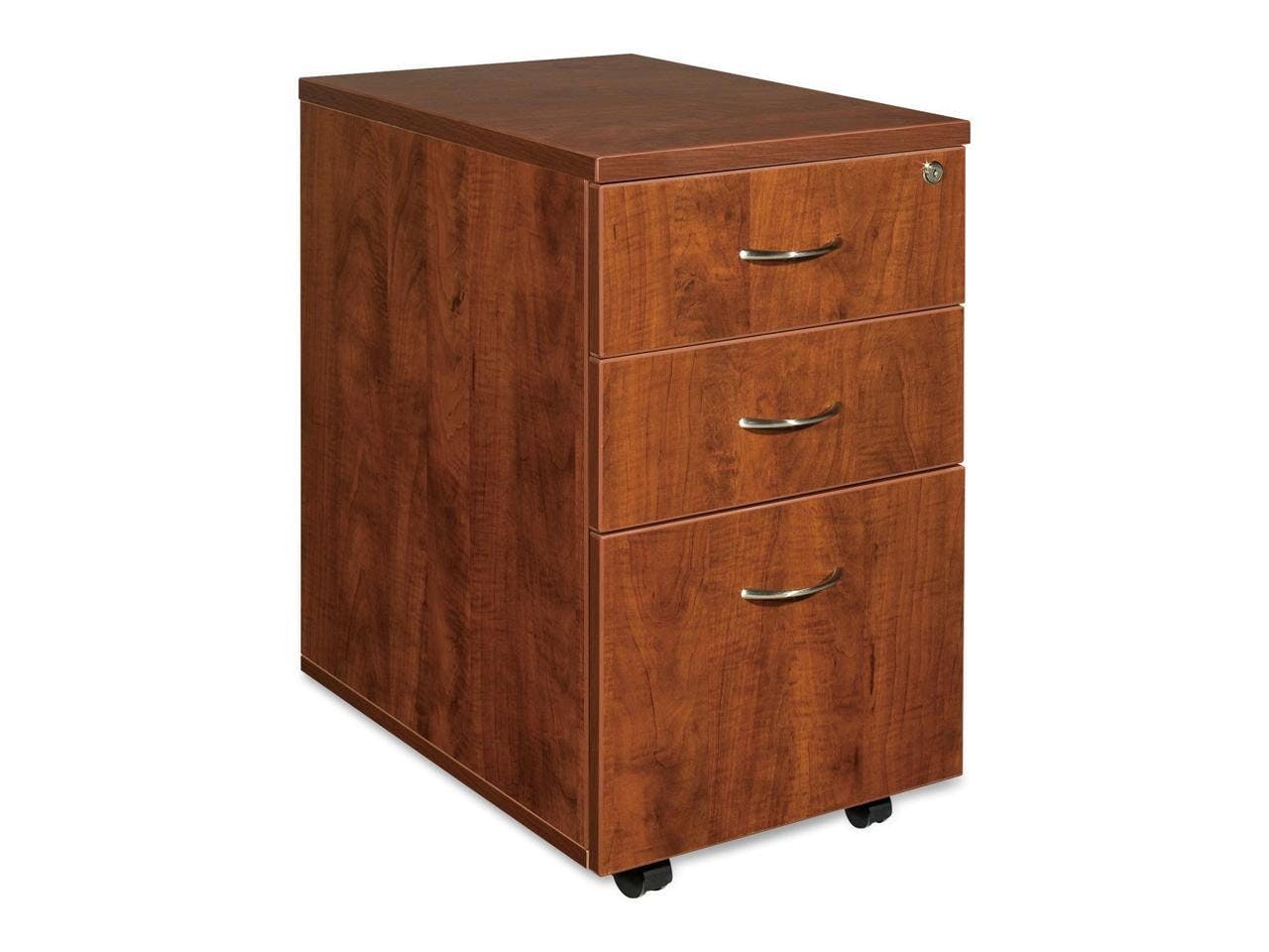 Cherry Laminate Mobile Pedestal with 3 Lockable Drawers