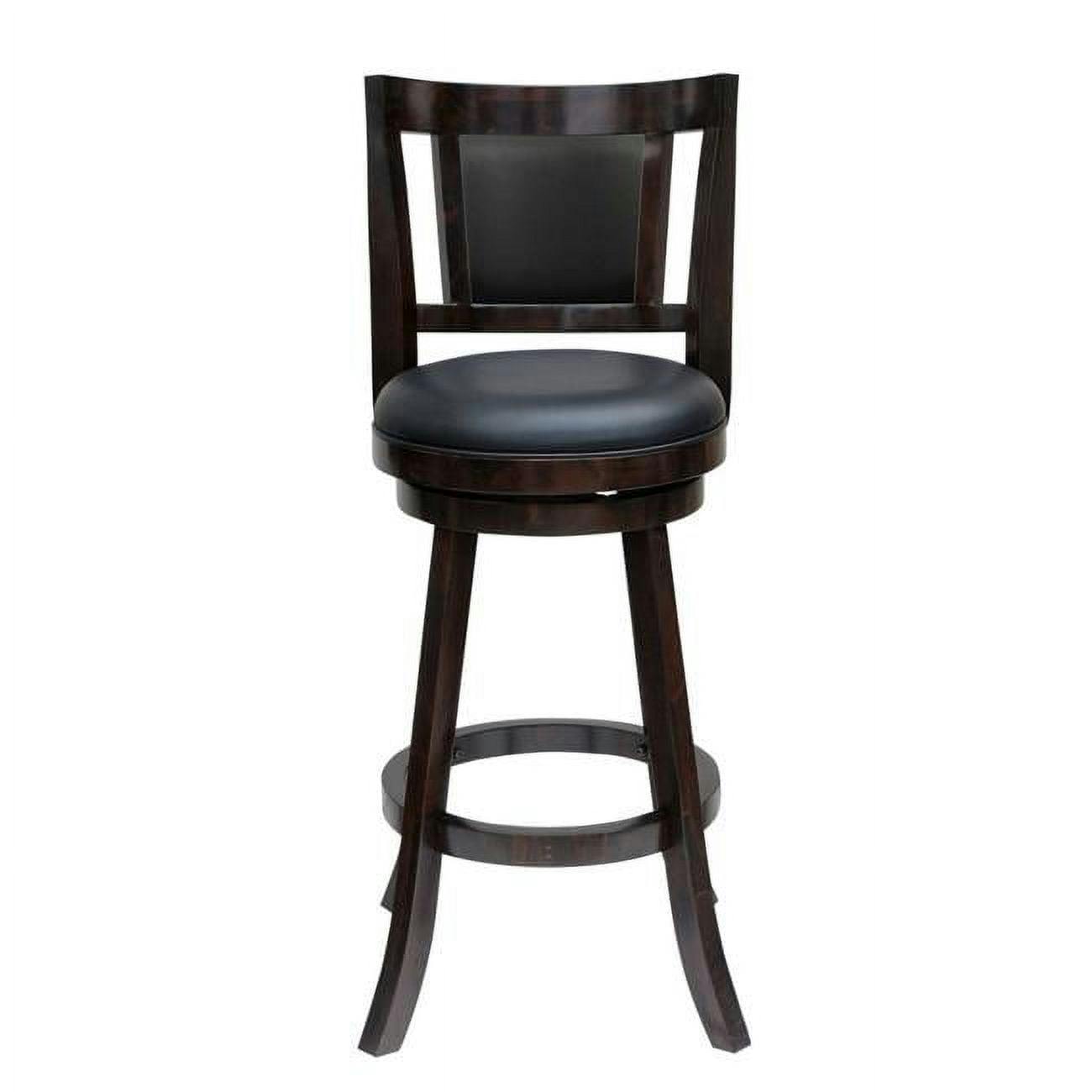 Elegant Dark Brown Swivel Counter Stool with Cushioned Leather Seat