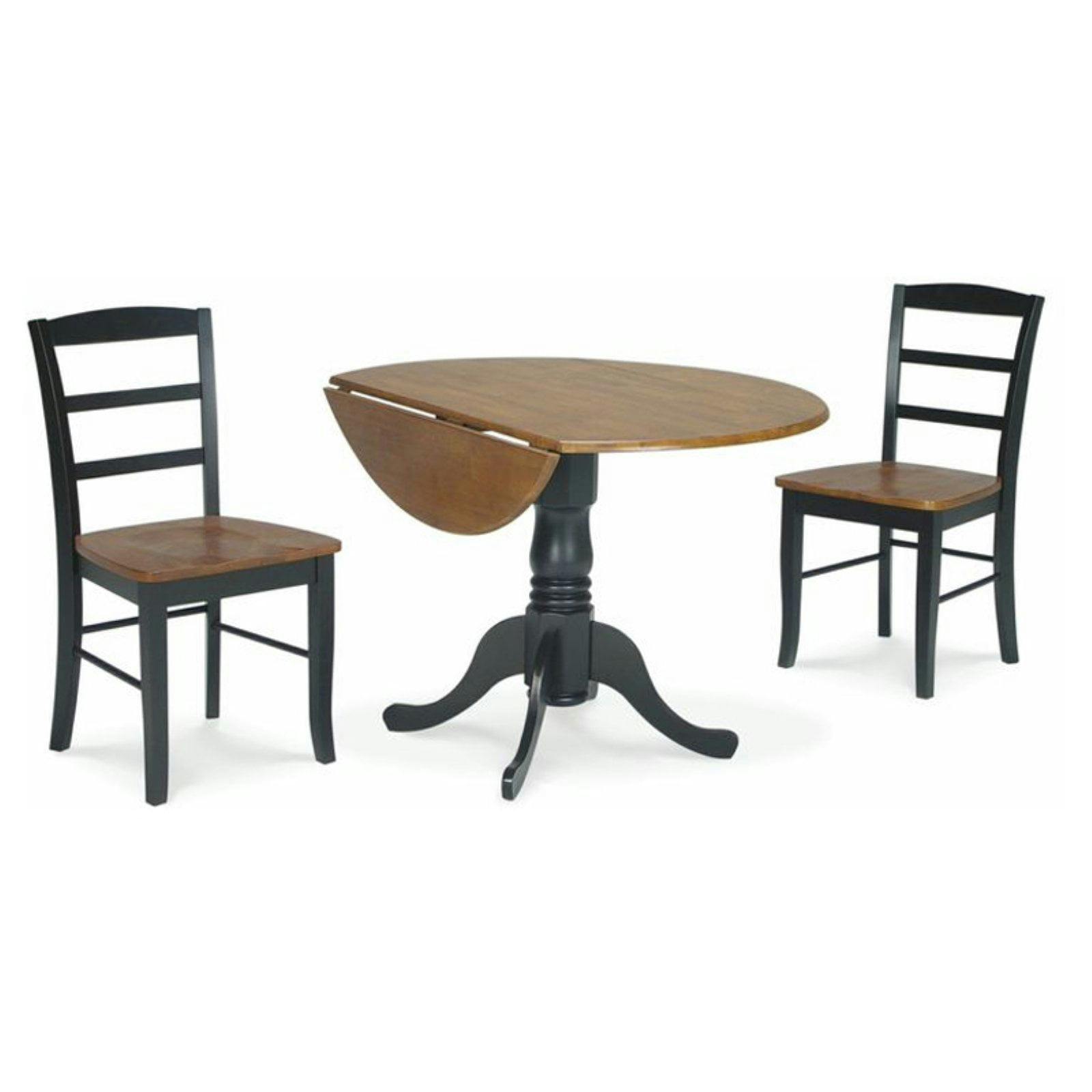 Elegant Dual-Tone Drop Leaf Dining Set with Ladder Back Chairs
