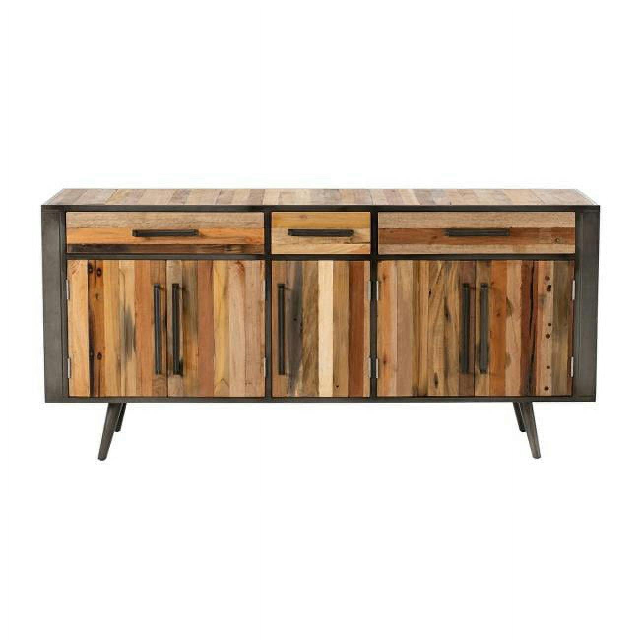71" Industrial Modern Rustic Natural Wood and Iron Buffet Server