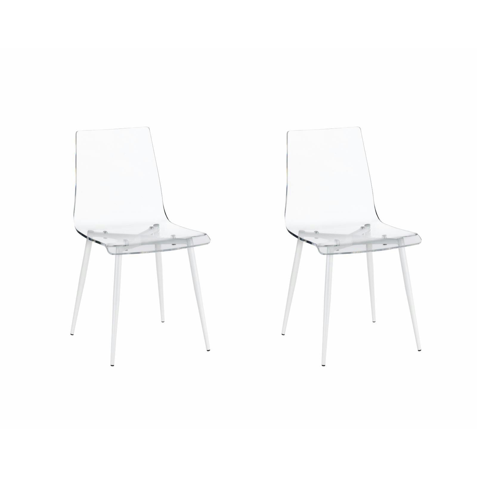 Sleek Transparent Acrylic Side Chair with White Metal Base