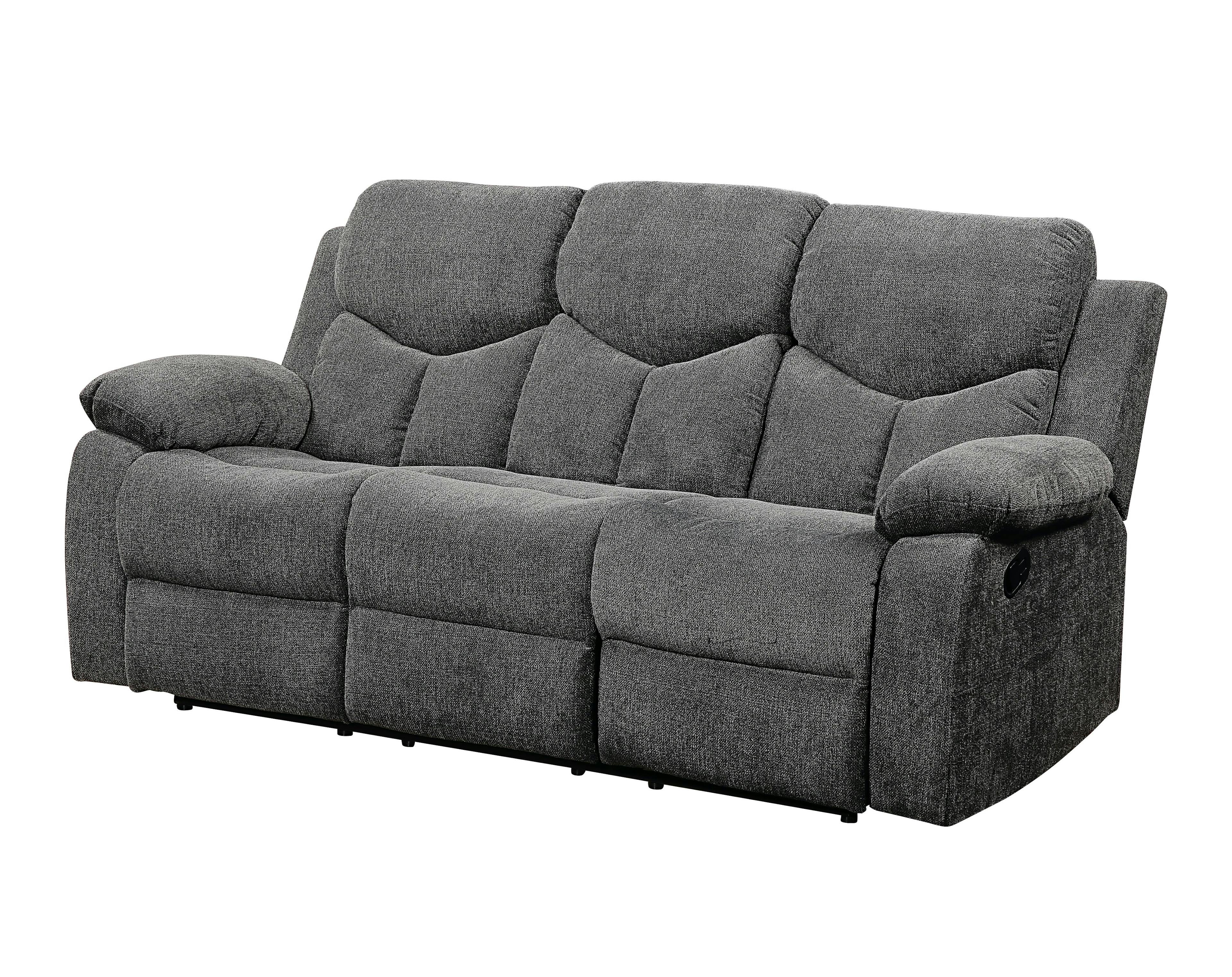 Kalen 78'' Gray Chenille Reclining Sofa with Cup Holders