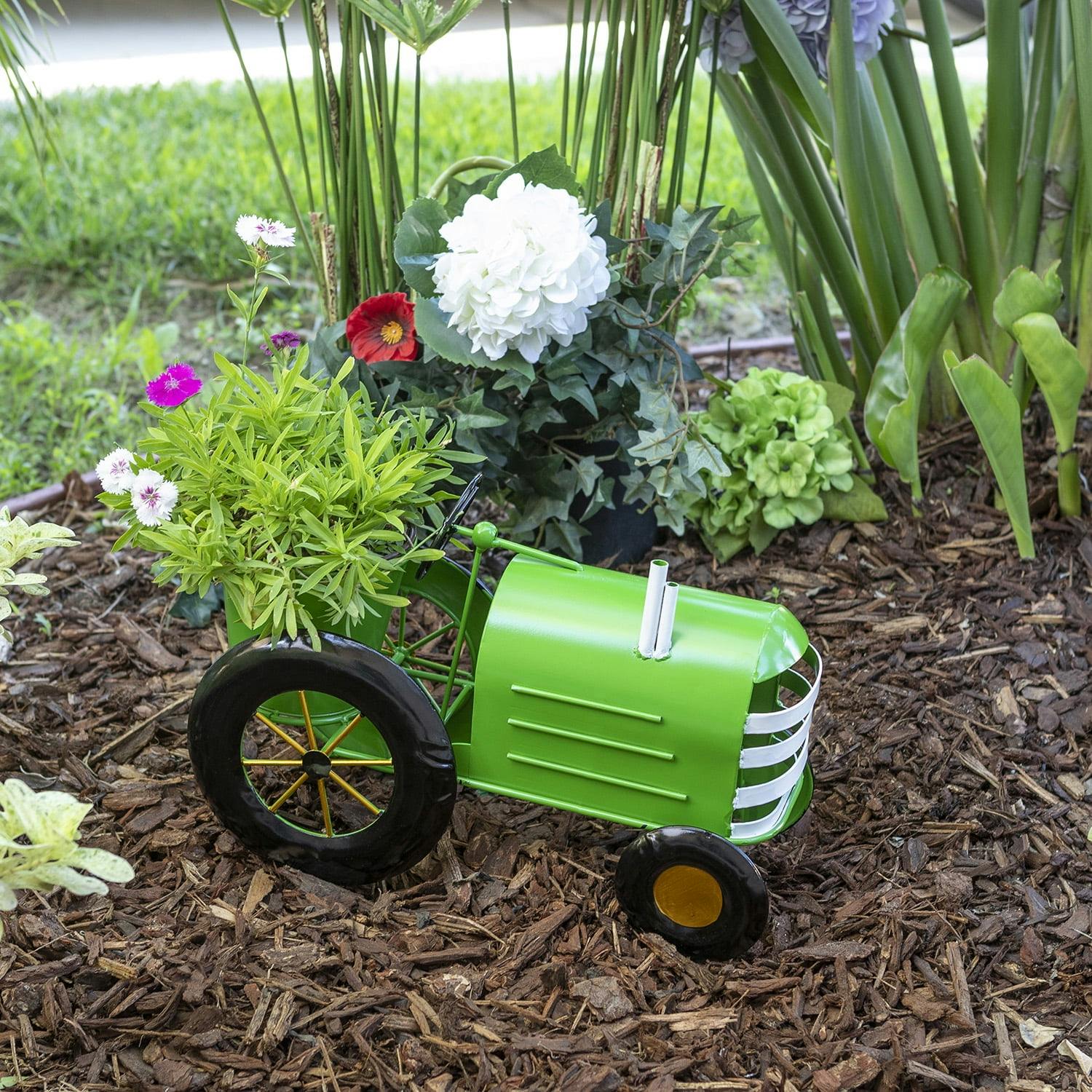 Vintage Glossy Green Iron Tractor Indoor/Outdoor Planter